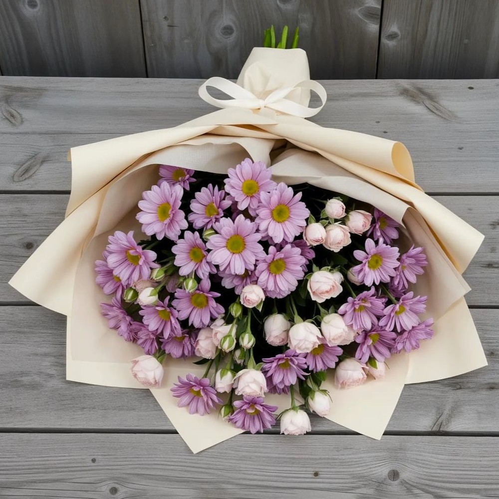 Букет цветов из: Розы и Хризантемы в Тульском Республика Адыгея