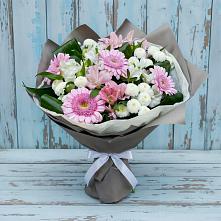 Букет цветов из:  Герберы, Альстромерии и Хризантемы #REPLACE_PRED# Тульском Республика Адыгея
