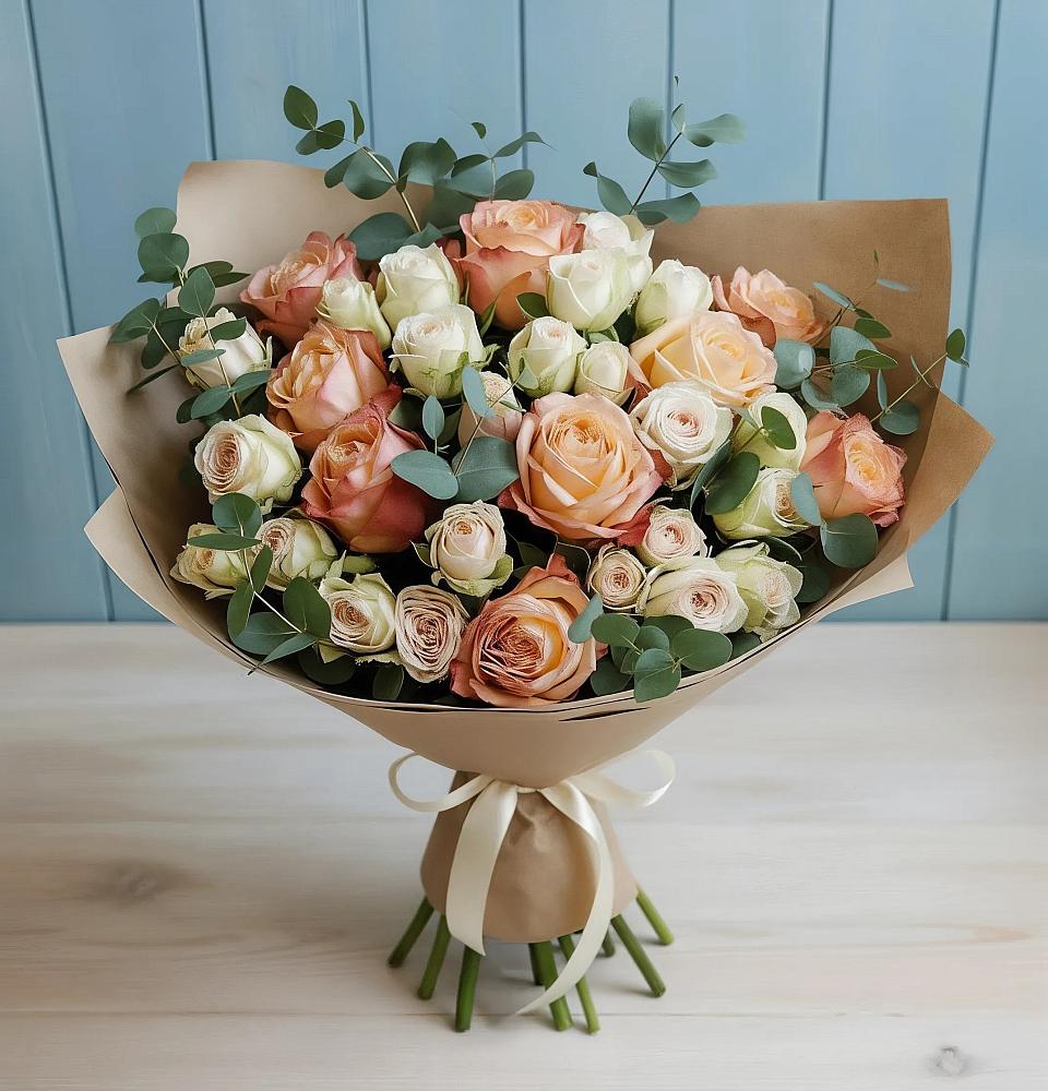 Букет цветов из: Альстромерии и Розы в Тульском Республика Адыгея