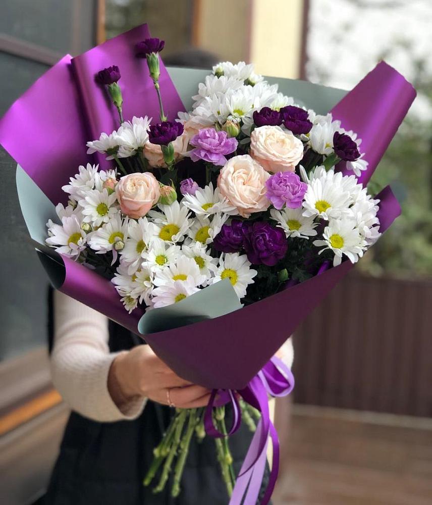 Букет цветов из: Хризантемы, Гвоздики и Розы в Тульском Республика Адыгея