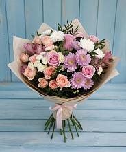 Букет цветов из:  Хризантемы, Розы и Альстромерии в Тульском Республика Адыгея