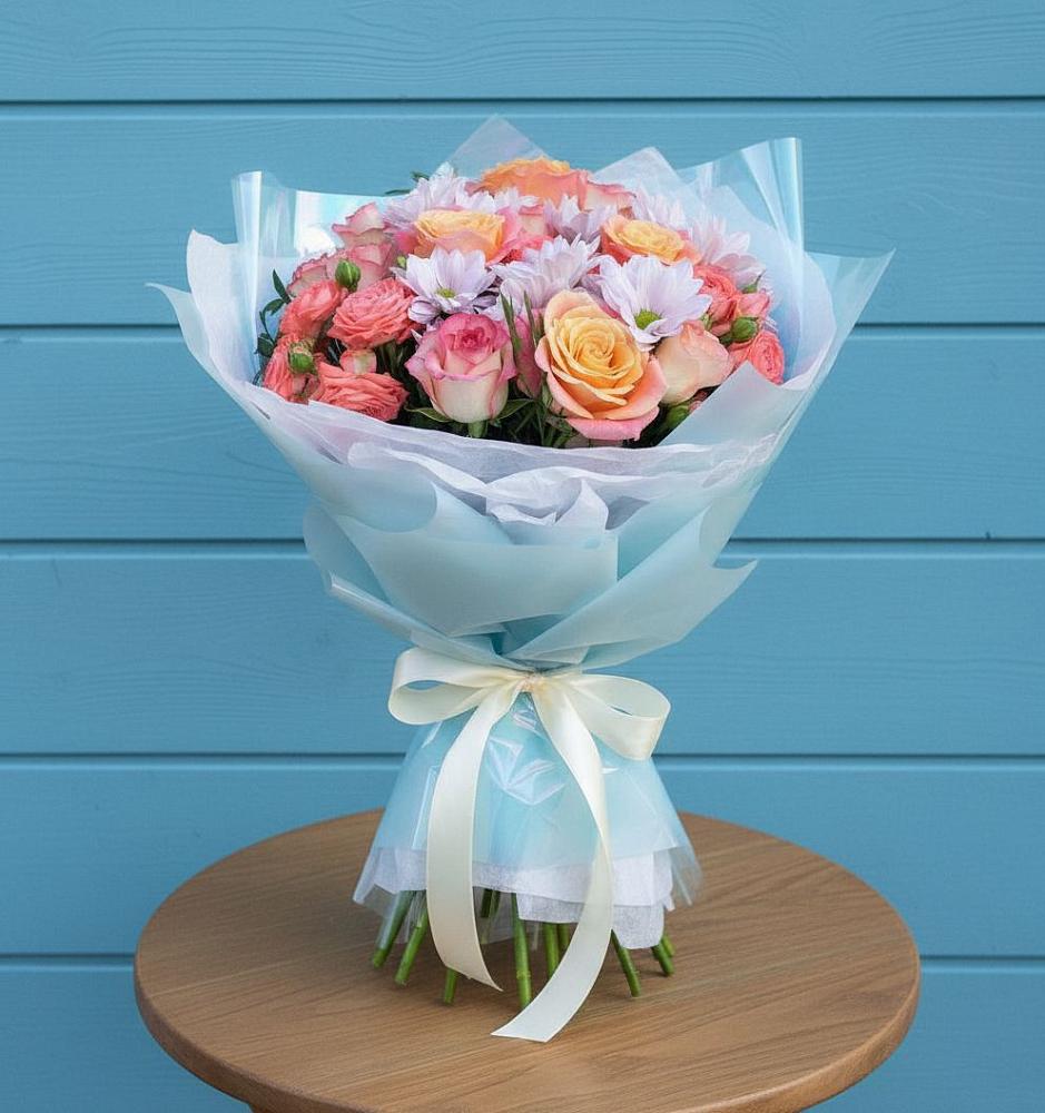 Букет цветов из: Хризантемы и Розы в Тульском Республика Адыгея