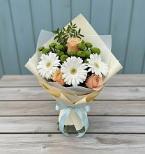 Букет цветов из:  Герберы, Розы и Хризантемы #REPLACE_PRED# Тульском Республика Адыгея